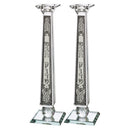 Crystal Candlesticks - With Metal Plaque - 33.5 cm