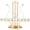 Chanukah Oil Menorah in Shape of Harp With Crystal Cup / Gold