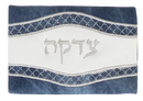 Tzedakah Bag Leather Look Navy & White