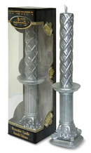 Decorative Havdalah Candle Amudei Shlomo Silver On Silver Pole