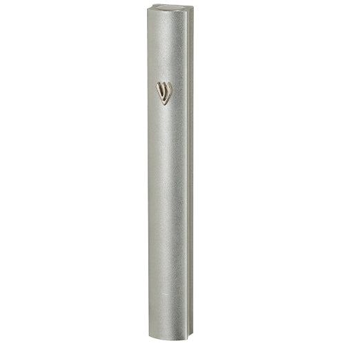 Aluminum Mezuzah Case with Metal SHIN 12 cm- Silver