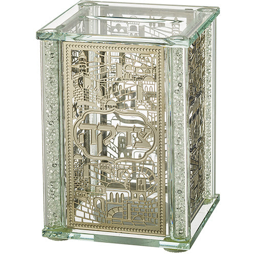 Tzedakah Box - Crystal  with Plaque - 13 x 9 cm