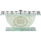 Glass Menorah for Oil/Candles With Text of the Blessings - 10 x 27 cm