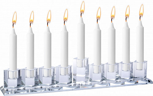 Crystal Glass Menorah - Long