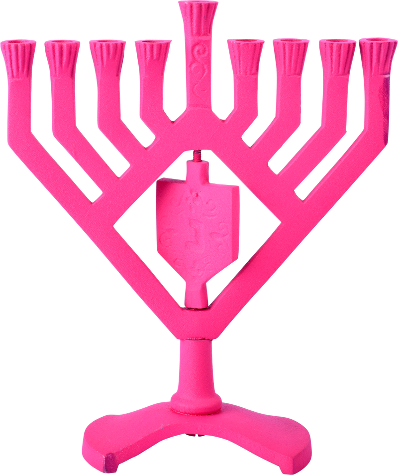 Spinning Dreidel Candle Menorah -  Pink