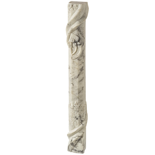 Mezuzah Case- Stone-Like -15 cm- White Marble