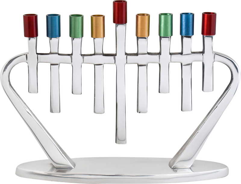 Candle Menorah - Rhythmic Stalactites - Silverstone Multi-Color Tips