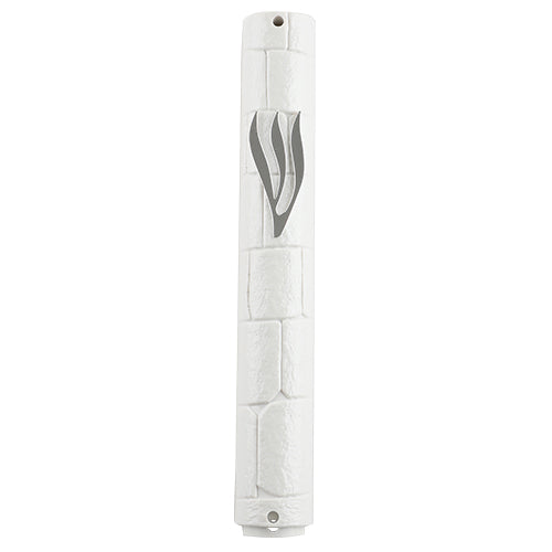 Plastic Silver Mezuzah  Case 20 Cm- Kotel design With The Letter Shin