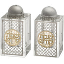 Crystal Salt Shaker - with Laser Cut Plaque and Ornaments -  8 x 4 cm