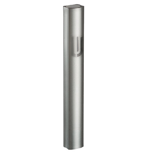 Aluminium Mezuzah 12cm- Dotted Design In Gray, With The Letter "shin"