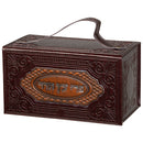 Faux Leather Like Etrog Box With Silver Color Plate