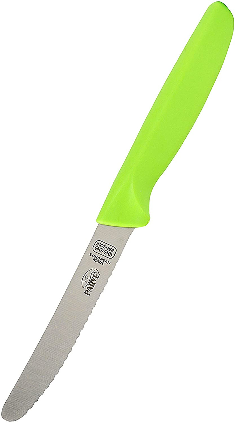 Kitchen Knife - 4.5"  Curved Tip / Serated Edge Parve / Green