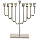 Metal Menorah - Nickel Finish - 36 cm