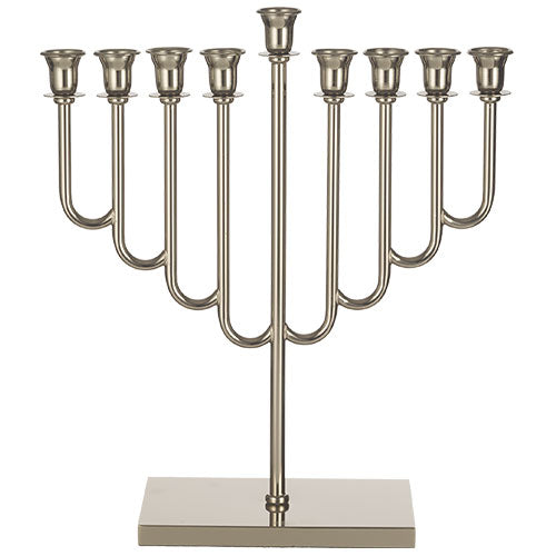 Metal Menorah - Nickel Finish - 36 cm