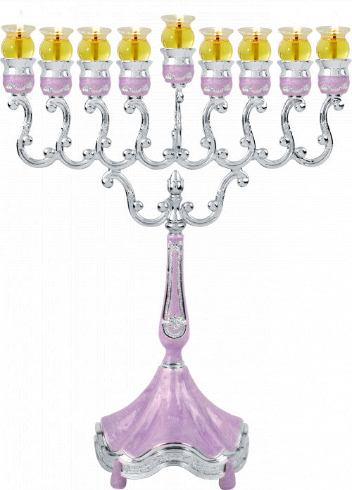 Menorah Marbleized Silver Plated - Purple