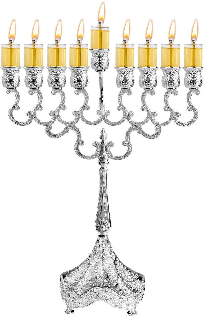 Silver Plated Oil Menorah- 11"