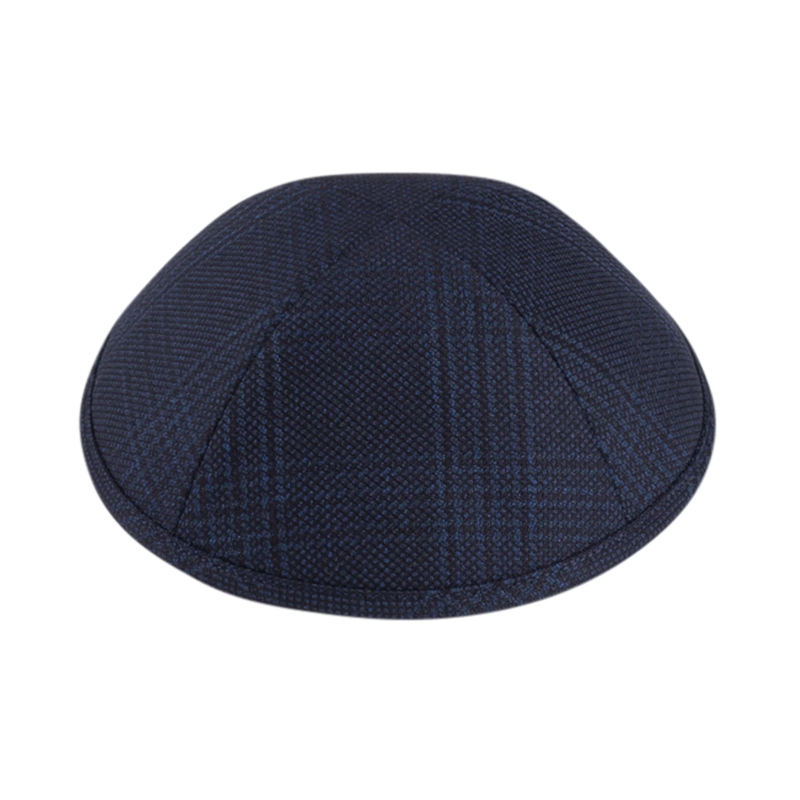 IKIPPAH BLUE & BLACK PLAID SUITING YARMULKE