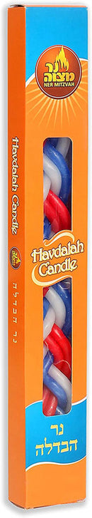 Havdalah Candle - Paraffin flat blue white & red