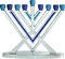 ALUMINUM MENORAH GLITTER 2 SHADE BLUE V