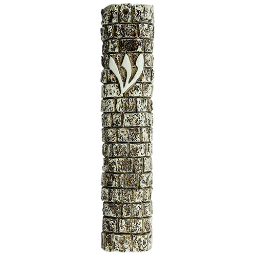 Brown Stone - Like Polyresin Mezuzah 15 Cm- "kotel Stones" Design