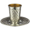 Elegant Kiddush Cup with Saucer - Silver Plated - 8.5 cm