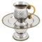 Stainless Steel Mayim Achronim Set - Etched Criss Cross Pattern With Gold Handle - 12cm - UK58298