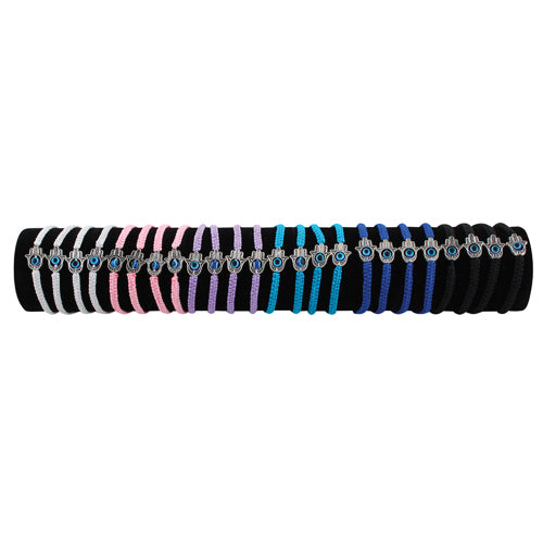Black Shambala Bracelet - Eyes With Hamsa - Variety of Colors
