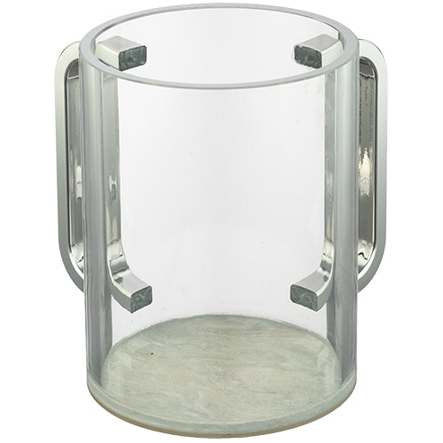 Perspex Clear Washing Cup 13 cm - Silver Handles