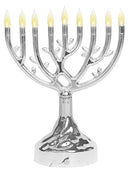 LED Electric Hanukkah Menorah  - Tree Of Life - Silver
