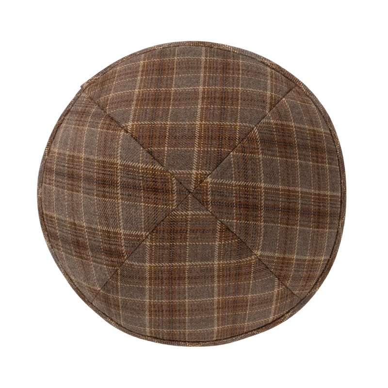 IKIPPAH BROWN & CAMEL BOX PLAID YARMULKE 3