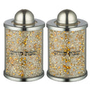 Salt & Pepper Shakers - Crystal - With Silver Stones -  6 cm - UK48780