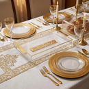 Lucite Challah Tray - Clear / Gold with Raised Rims and Handles [UK80858]