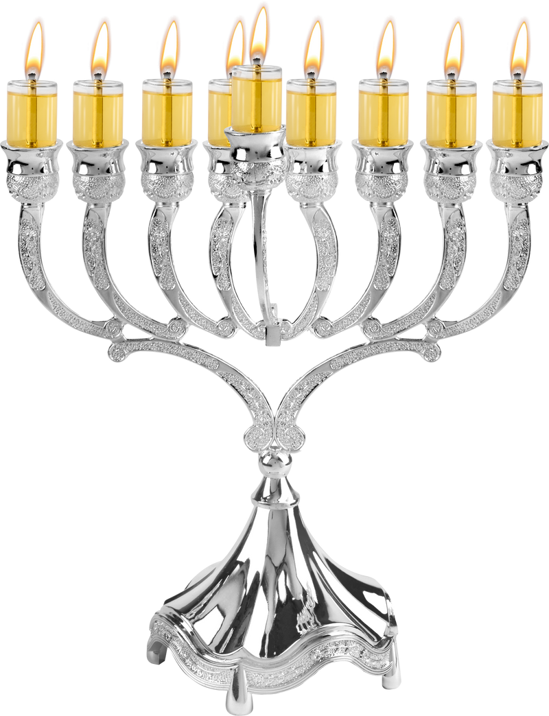 Silver Plated OIl Menorah- 9.5"