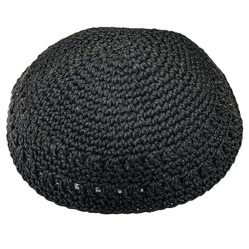 Knitted Kippah 19 Cm- Black With Holes - UK15319
