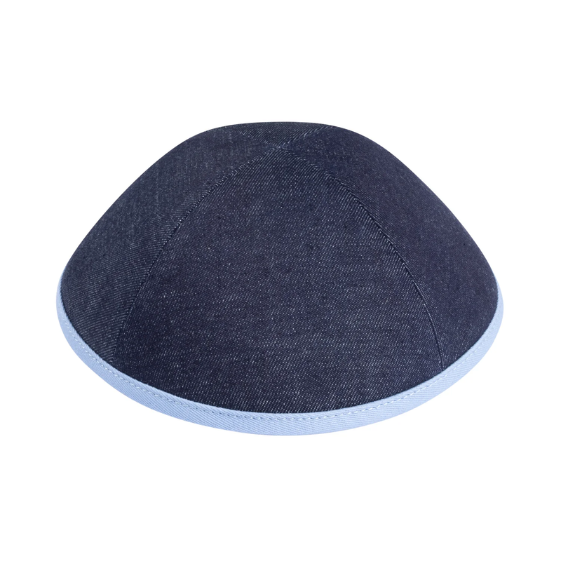 IKIPPAH NAVY DENIM W/ SKY BLUE RIM YARMULKE 3