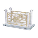 Crystal Napkin Holder with Metal Plate - Gold Vines and Crushed Glass Pillars [UK82142]
