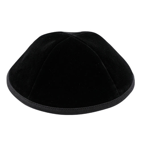 Black Velvet Kippah Size 5- 4 Parts with Rim