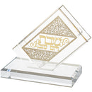 Lucite Matches Holder and Stand - Elegant Gold Plate "שבת ויום טוב" [UK81097]
