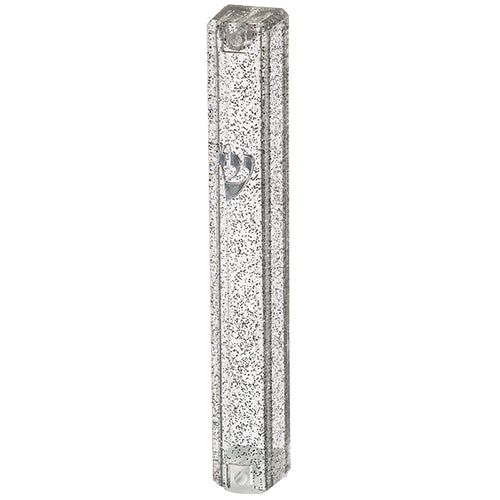 Plastic Mezuzah Case 15 cm-  Dotted Dark SLV