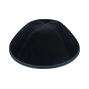 IKIPPAH BLACK VELVET W/ TURQUOISE STITCHING YARMULKE 2