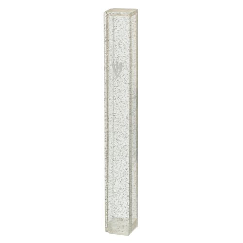 Plastic Mezuzah Case 15 cm Dotted SLV with letter Shin - Silver