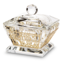 Crystal Salt Holder with Laser Cut Plaque - Gold Vines שבת ויום טוב [UK82140]