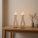 Amber & Clear Crystal Open Teardrop Candlesticks [UK80651]