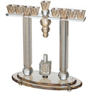 Crystal Menorah with Metal Plaque and Stones -  31x27 cm - UK42203