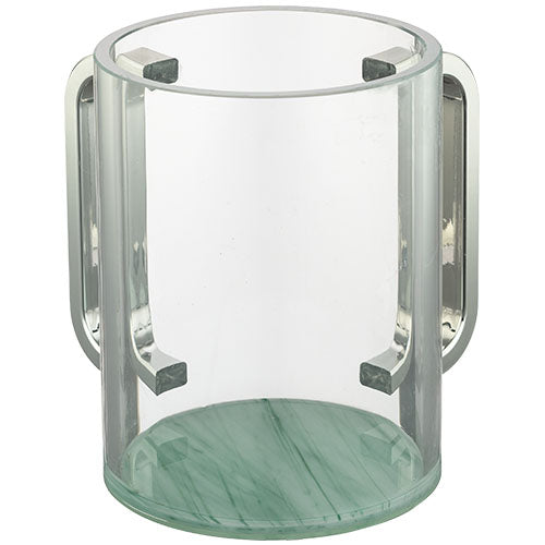 Perspex Clear Washing Cup 13 cm - Silver Handles - UK42922