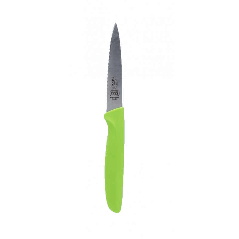 Kitchen Knife - 4"  Pointed Tip / Serated Edge Parve / Green