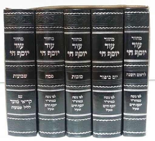 Machzor Od Yosef Chai [5 volumes] Medium / Skai - Embossed