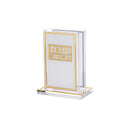 Lucite Matches Holder - White with Gold Line Border [UK80855]