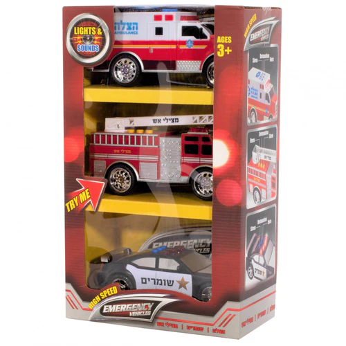 Set of 3 Emergency Vehicles With lights &  Sounds