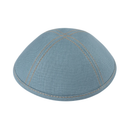 IKIPPAH BLUE GRAY LINEN W/ TAN STITCHING YARMULKE 2